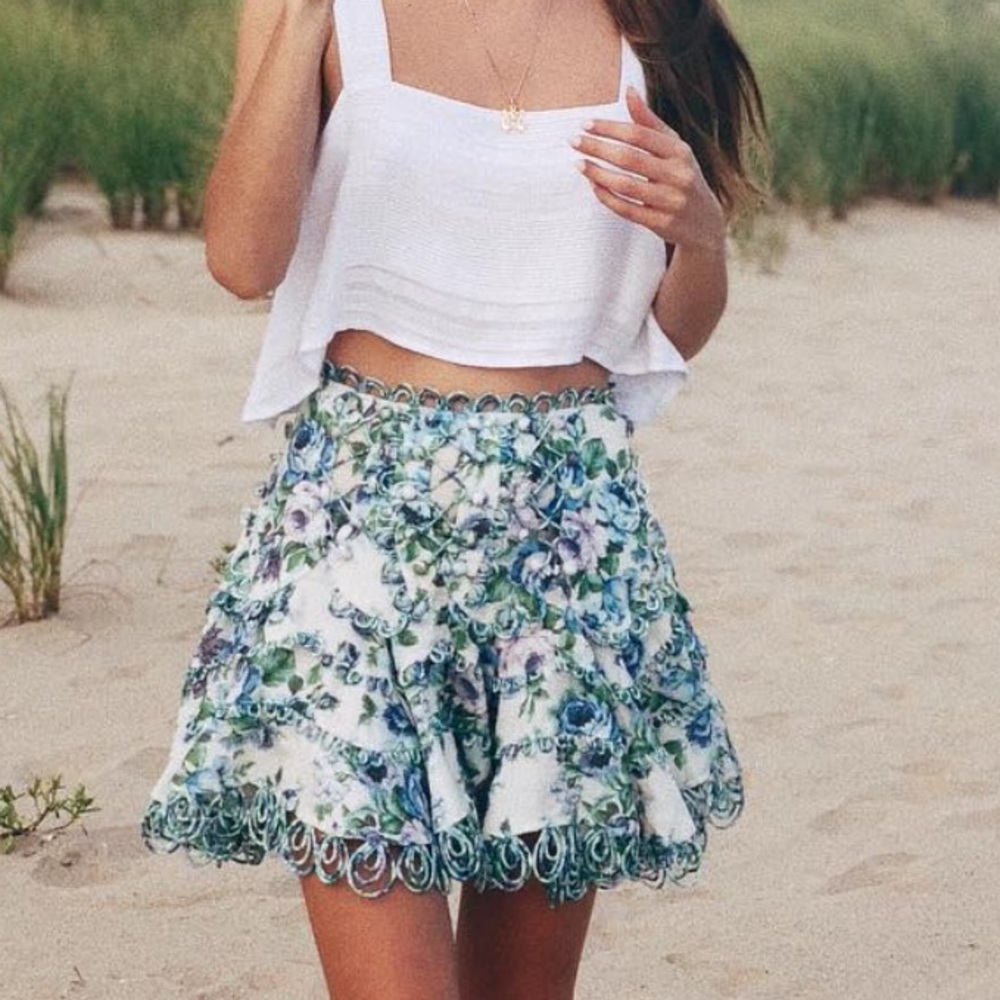 ZIMMERMANN
Multi-Coloured Whiteweave Laced Skirt Size 0